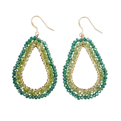 Bubble Big, Handmade Golden Earrings - Green