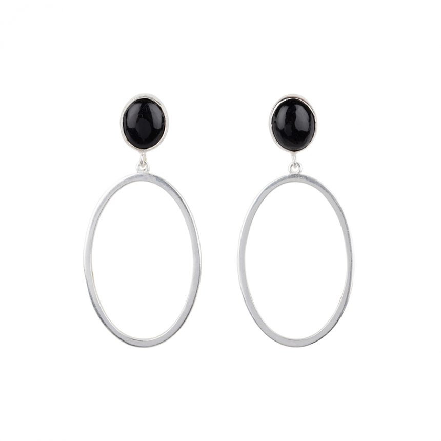 Oval Stones Small Zilveren Oorbellen - Afbeelding 3