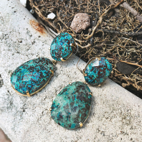 Stones Drop Chrysocolla Oorbellen