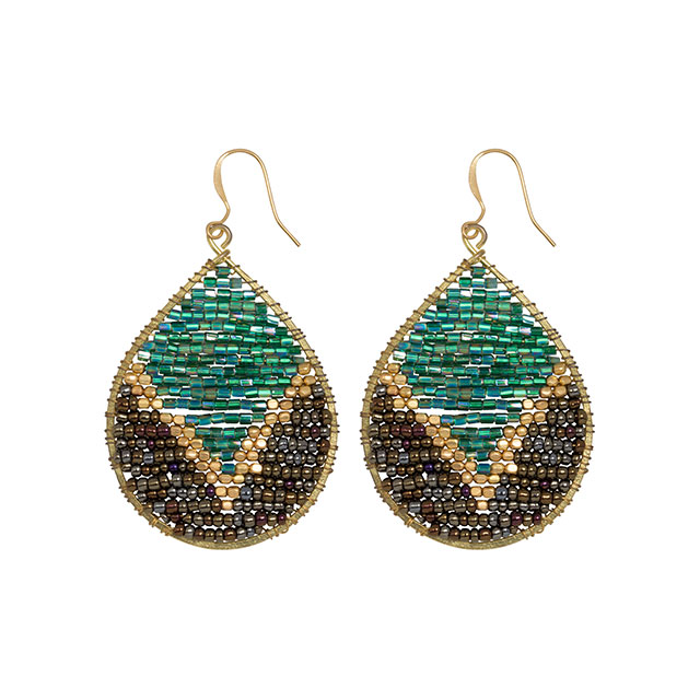 Petal Balloon Green, Handmade Golden Earrings