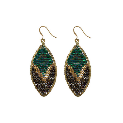 Petal Green, Handmade Golden Earrings