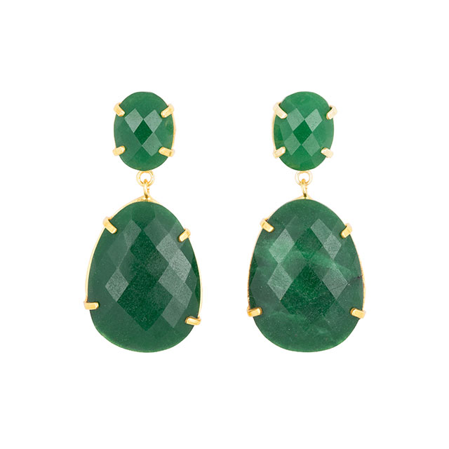 Stones Drop Green Zed Oorbellen