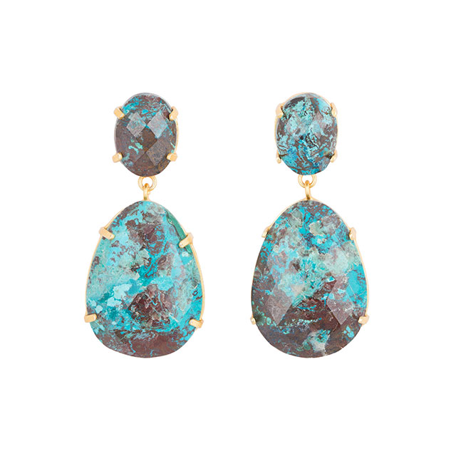 Stones Drop Chrysocolla Oorbellen