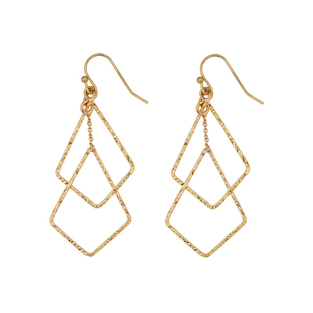 Twins Square Small Handgemaakte Gouden Oorbellen