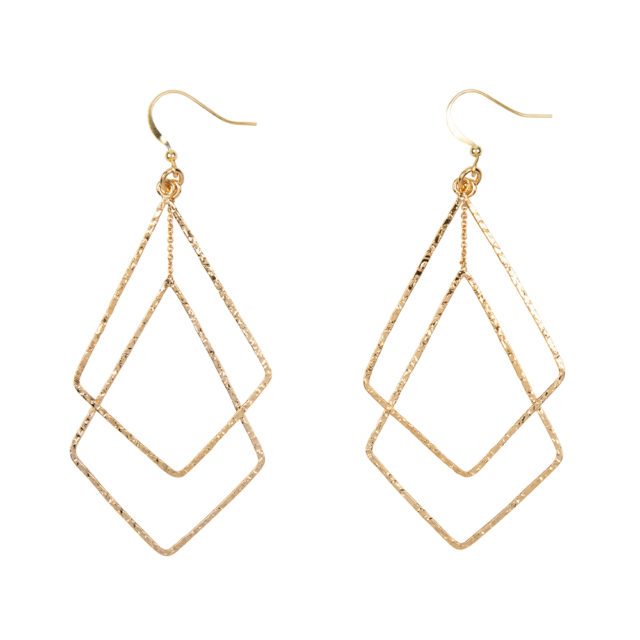 Twins Square Big Handgemaakte Gouden Oorbellen