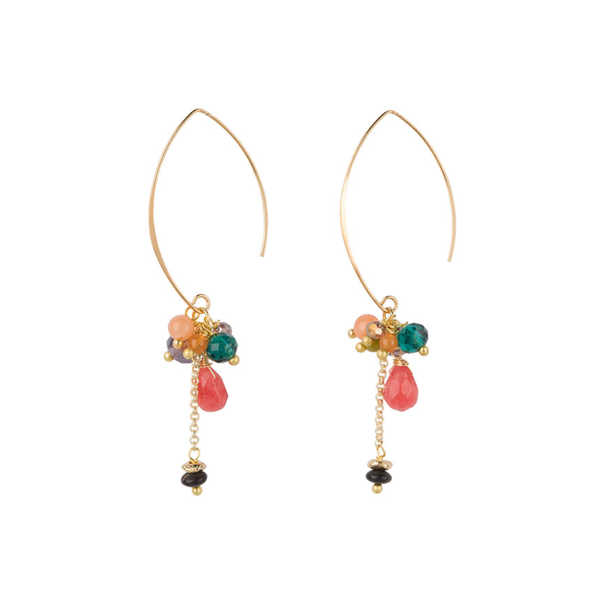 Bunch, Handmade Golden Earrings with Beads