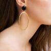 Oval Stones Big Gouden Oorbellen - Afbeelding 2