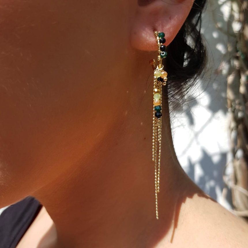 Multi Hoops, Handmade Earrings with Beads - Afbeelding 2