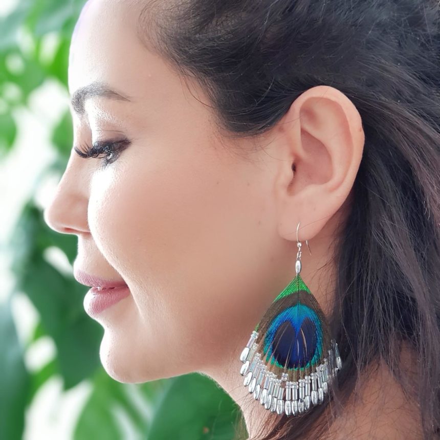 Peacock Silver, Handmade Silver Earrings - Afbeelding 2