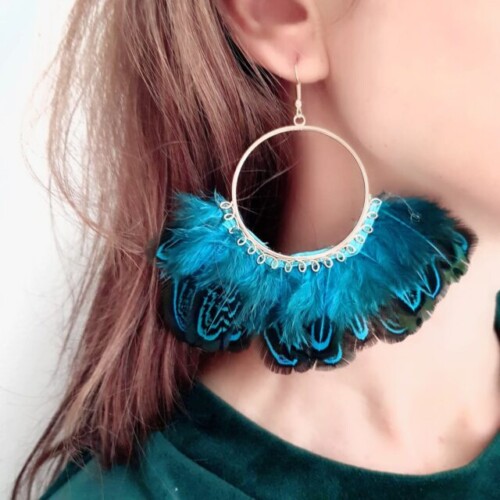 Feather Turquoise Oorbellen