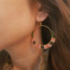 Hoops Multi Beads Roze Groene Oorbellen - Afbeelding 2