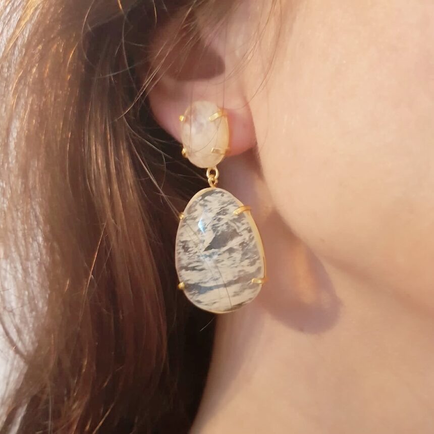 Stones Drop Yellow Quartz Oorbellen - Afbeelding 2