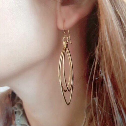 Triple Drops, Handmade Golden Earrings