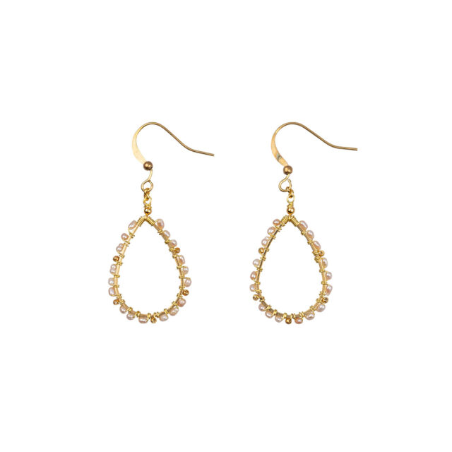 Drop Parel Small Gouden Oorbellen