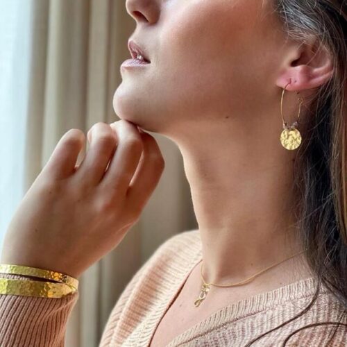 Coin Beads Handmade Golden Earrings