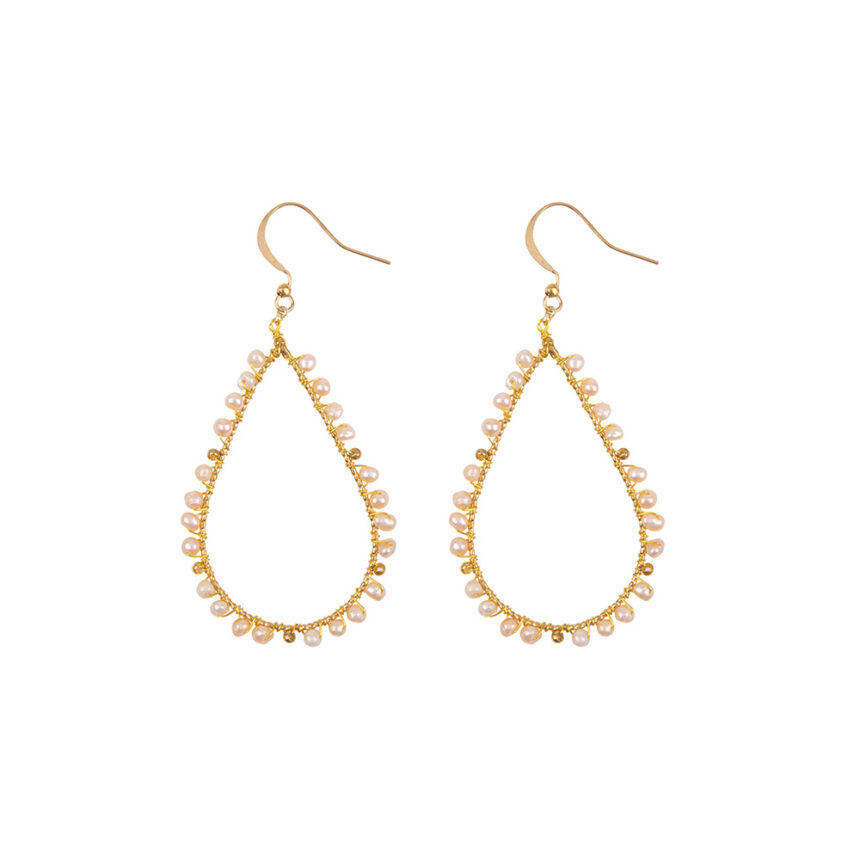 Drop Pearl Big, Handgemaakte Gouden Oorbellen