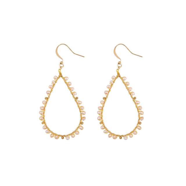 Drop Pearl Big, Handgemaakte Gouden Oorbellen