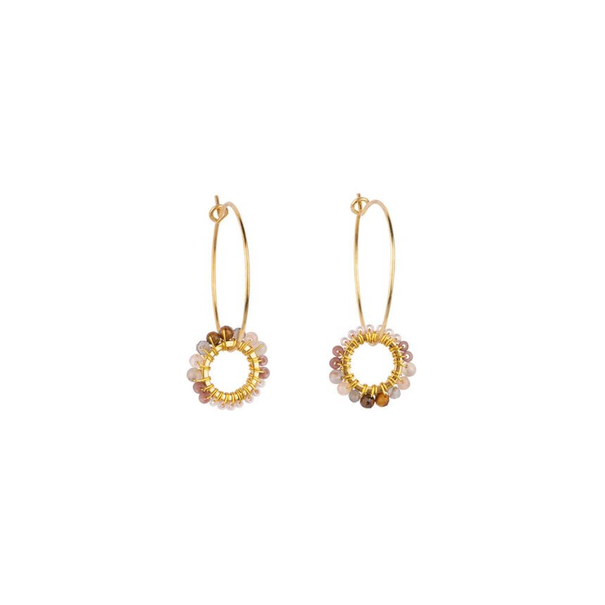 Circle Circle Hoops Earrings Brown