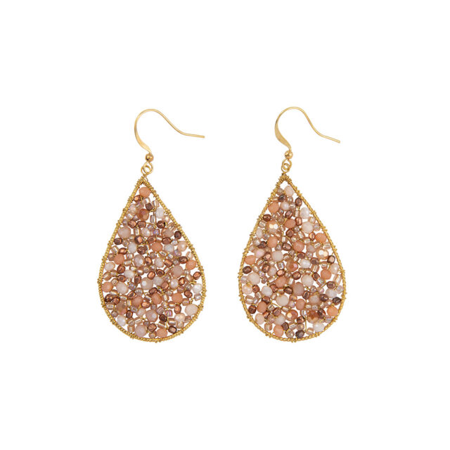 Drop Criss Cross, Salmon, Handmade Golden Earrings