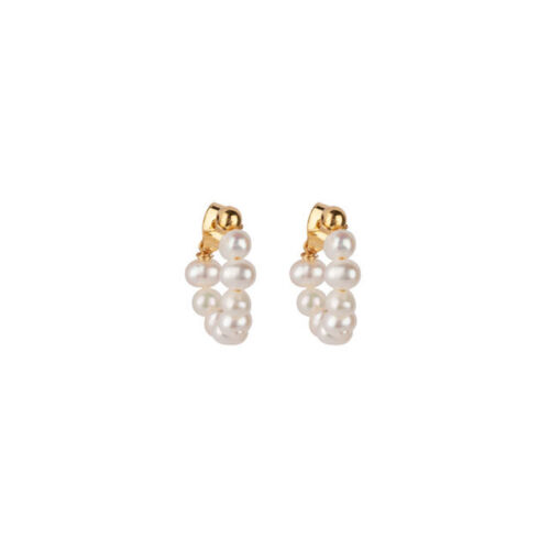 Pearl Hoops, Handmade Golden Earrings with Pearls