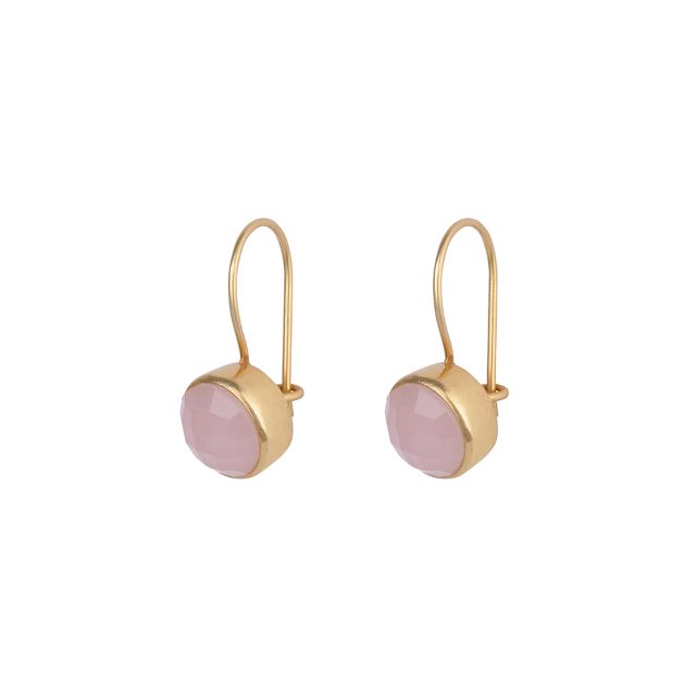 Classic Stones, Rose Quartz, Handgemaakte Gouden Oorbellen