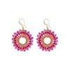 Flowers Small, Fuchsia/Roze Handgemaakte oorbellen met kralen