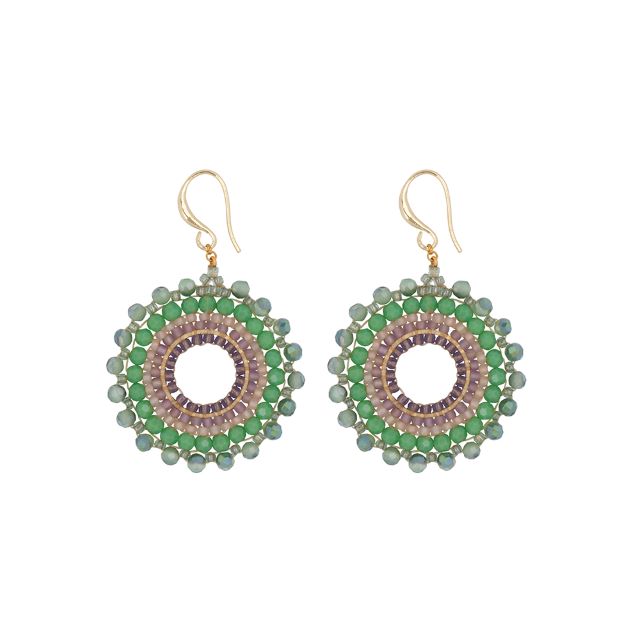 Flowers Small, Pastel Groen, Handgemaakte Oorbellen met kralen