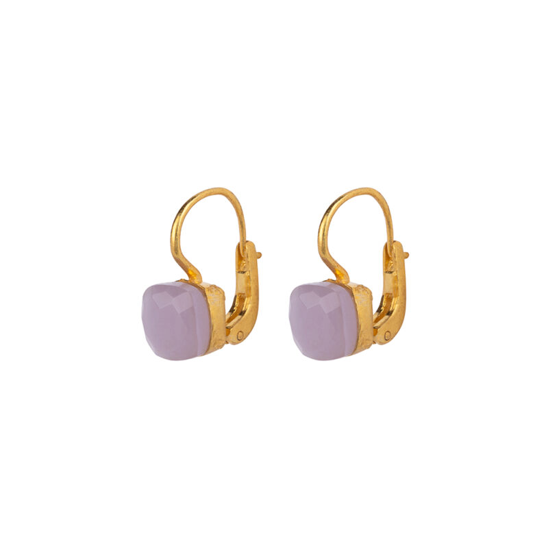 Classic Stones, Rose Quartz, Gouden Oorbellen