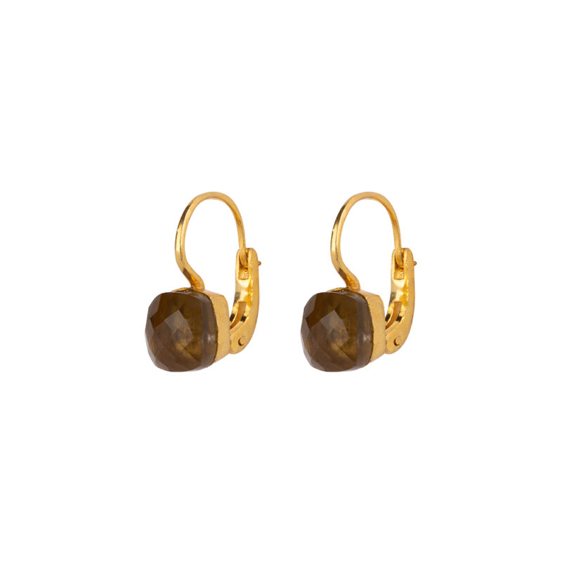 Classic Stones, Smokey Quartz, Gouden Oorbellen
