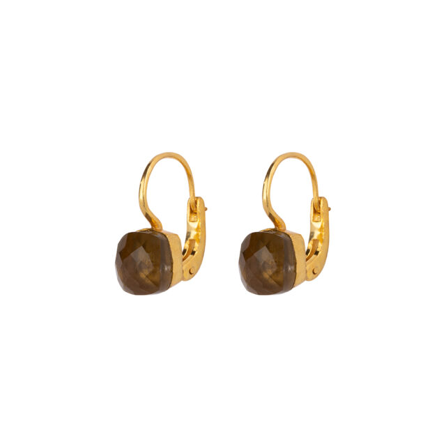 Classic Stones, Smokey Quartz, Gouden Oorbellen