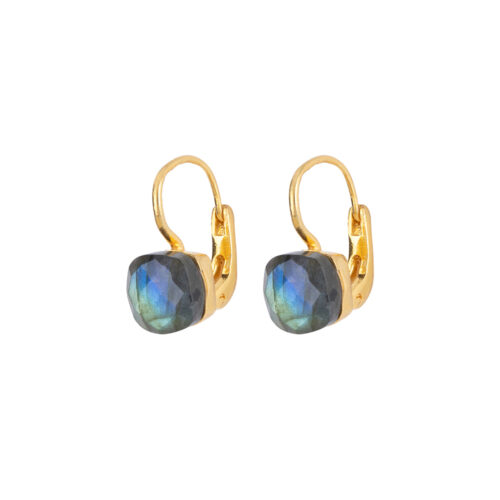 Classic Stones Labradorite, Handgemaakte Gouden Oorbellen
